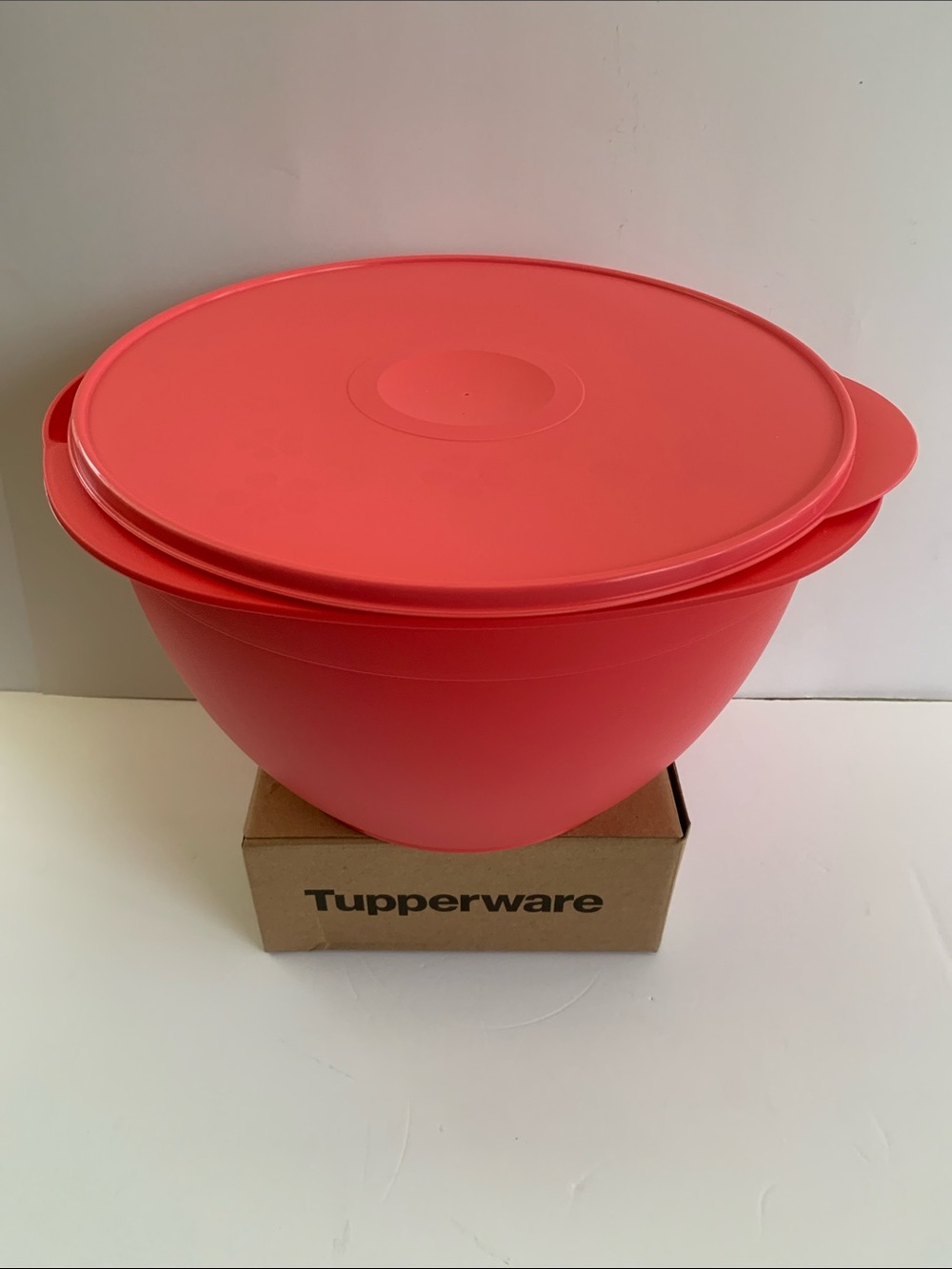 Tupperware Coral-Red Jumbo Bowl 10L (42 Cups)